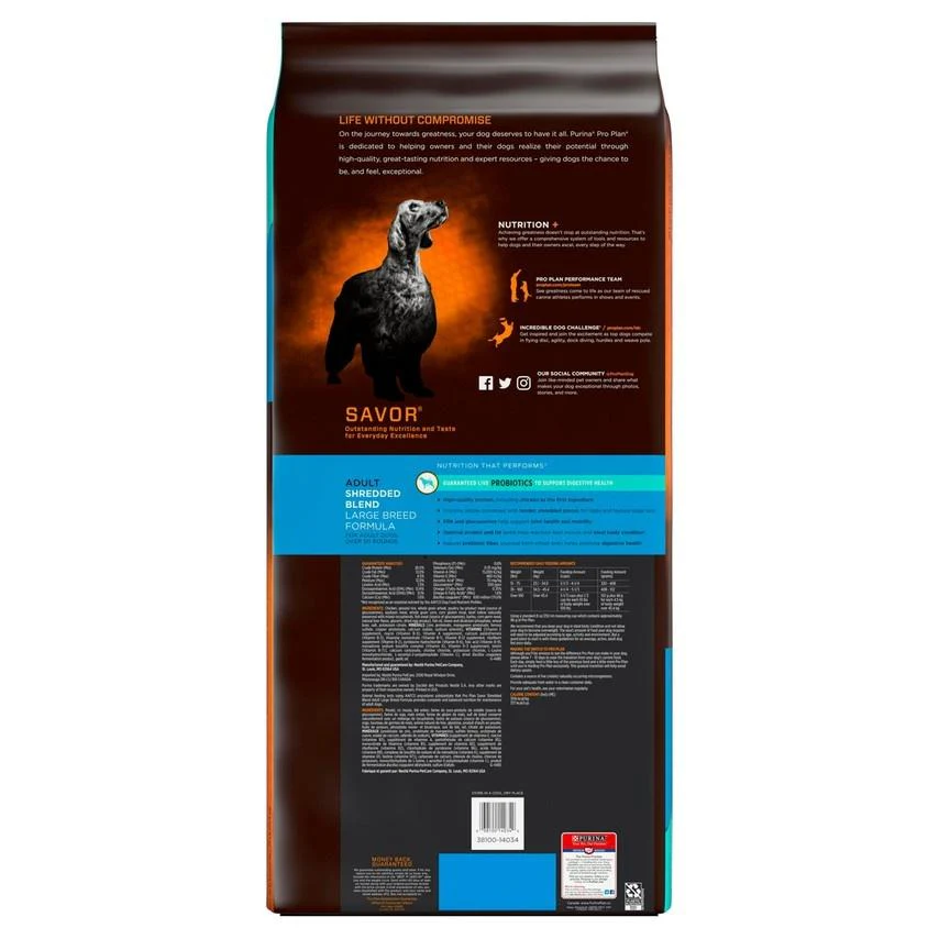 Purina Pro Plan Savor Adult Shredded Blend Large Breed Formula Dry Dog Food - Image 2