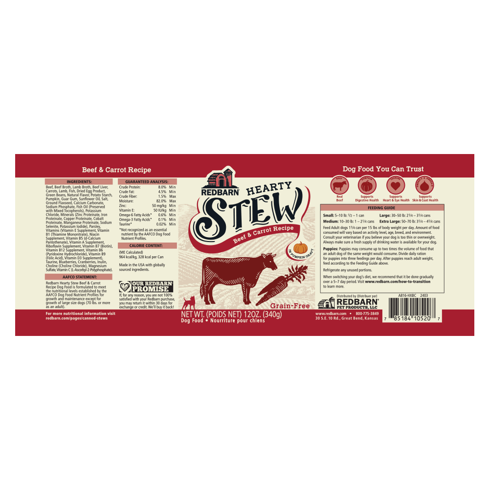 Redbarn Beef & Carrot Hearty Stew Dog Food - Image 2