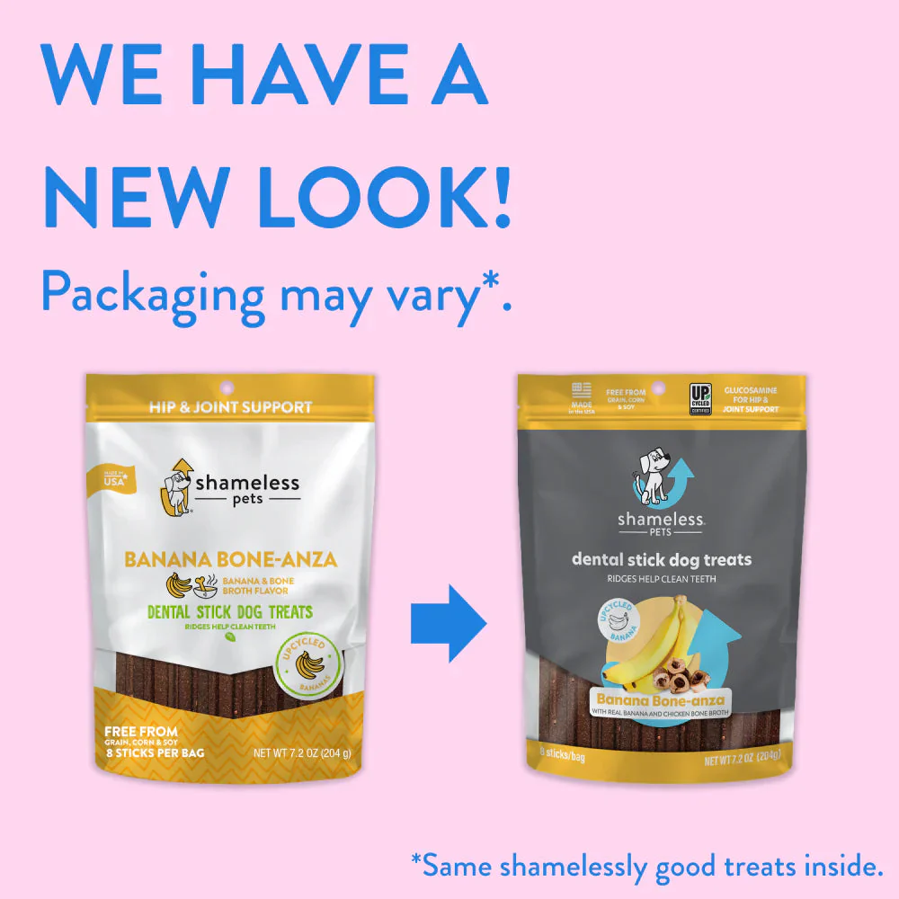 Shameless Pets Banana Bone-Anza Dental Sticks Dog Treats - Image 3