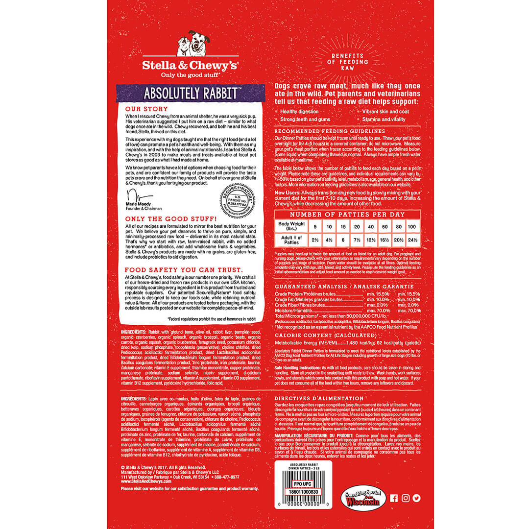 Stella & Chewy's Absolutely Rabbit Frozen Raw Patties Dog Food - Image 2