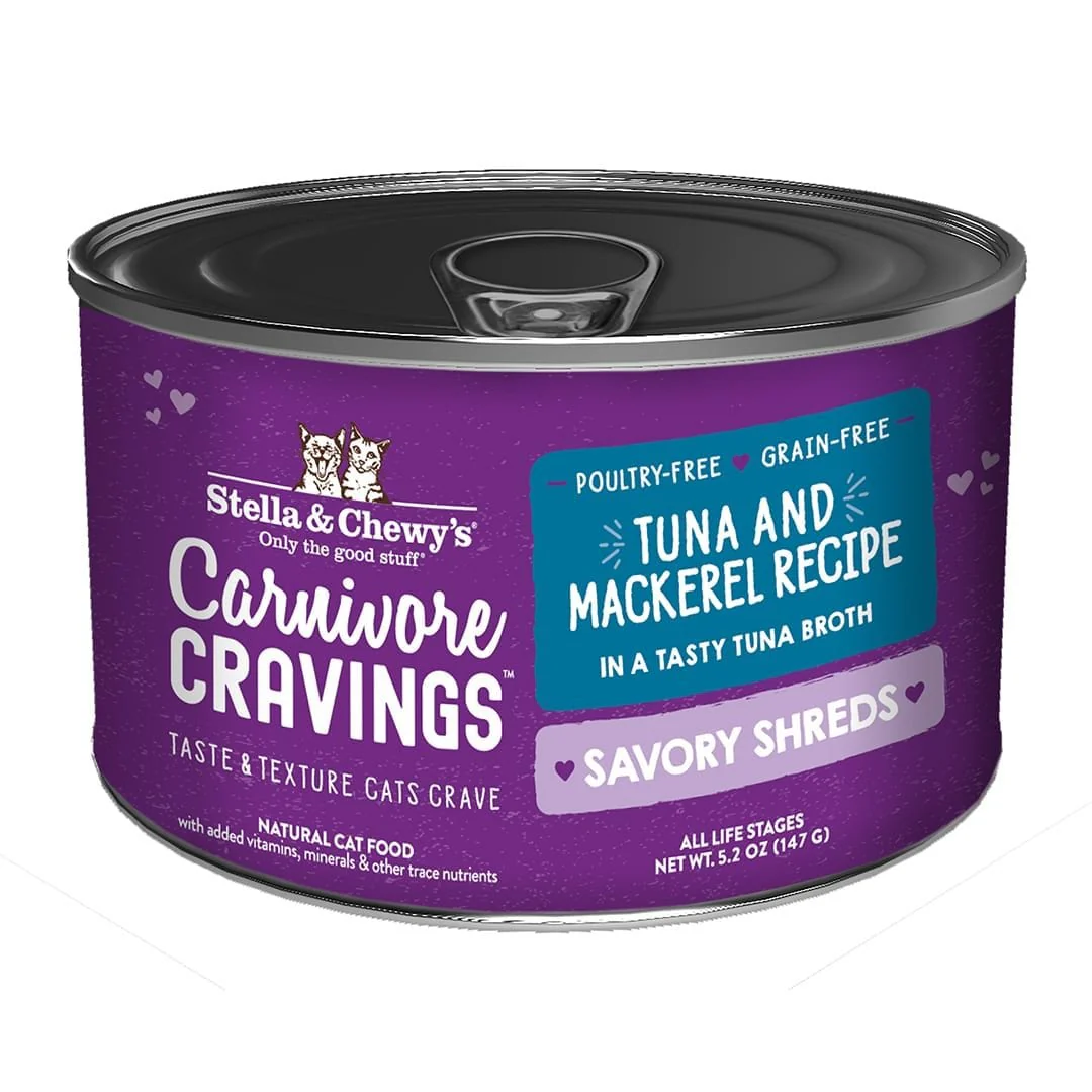 Stella & Chewy's Carnivore Cravings Savory Shreds Tuna & Mackerel Dinner Recipe Wet Cat Food - Image 2