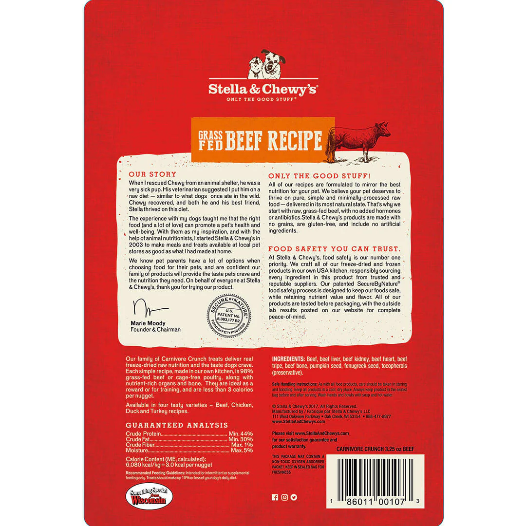 Stella & Chewy's Carnivore Crunch Grain Free Beef Recipe Freeze Dried Raw Dog Treats - Image 2