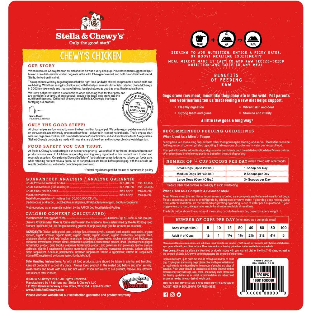 Stella & Chewy's Freeze Dried Raw Chewy's Chicken Meal Mixers Dog Food Topper - Image 2