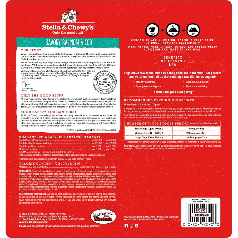 Stella & Chewy's Freeze-Dried Raw Meal Mixers Dog Food Topper - Savory Salmon & Cod Recipe - Image 2