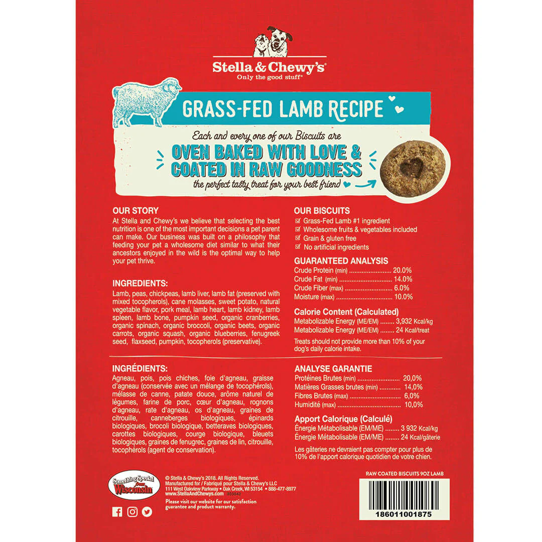 Stella & Chewy's Raw Coated Biscuits Grass Fed Lamb Recipe Dog Treats - Image 2