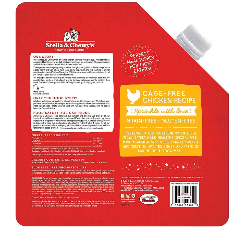 Stella & Chewy's Marie's Magical Dinner Dust Freeze-Dried Cage Free Chicken Recipe Dog Food Topper - Image 2