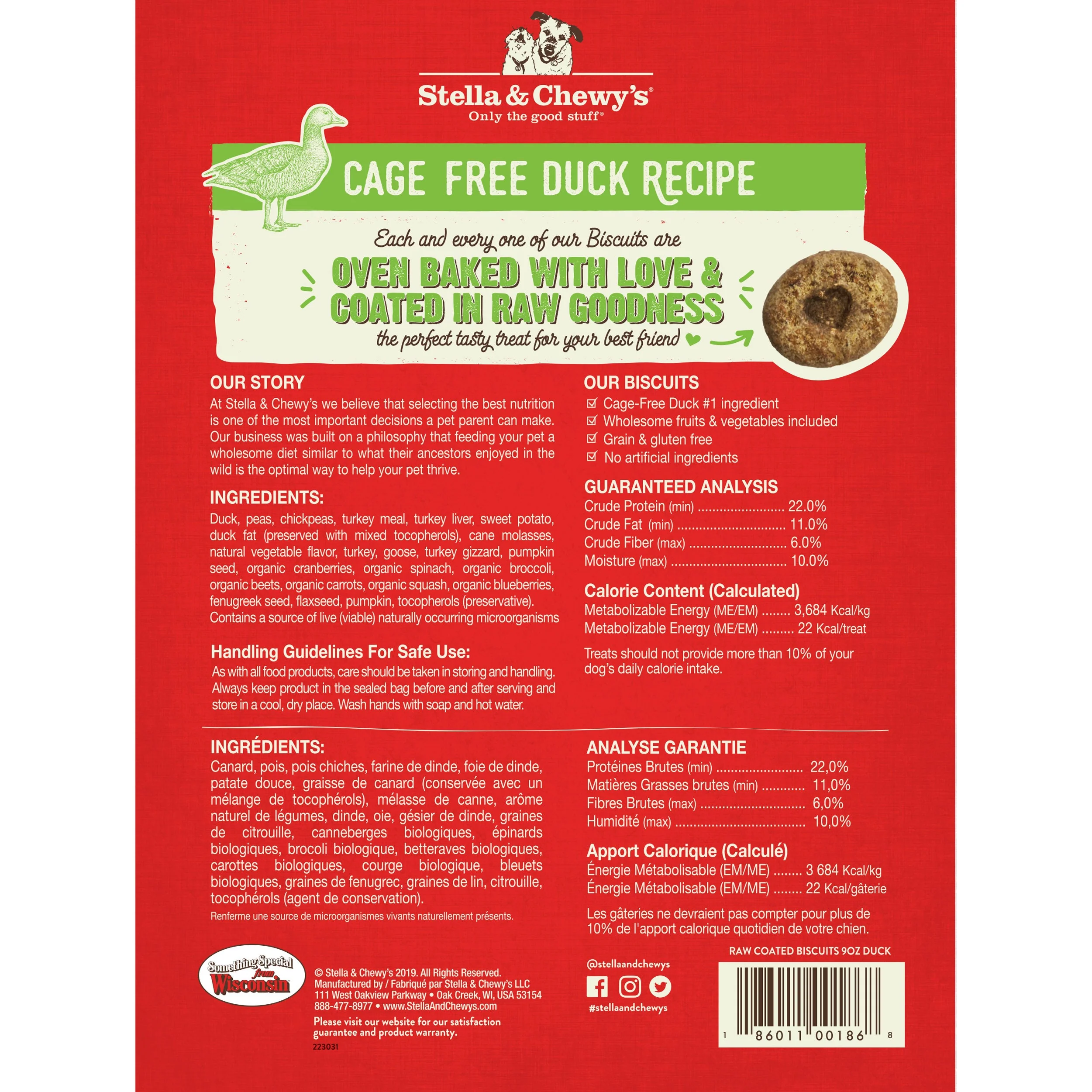 Stella & Chewy's Raw Coated Biscuits Cage Free Duck Recipe Dog Treats - Image 2