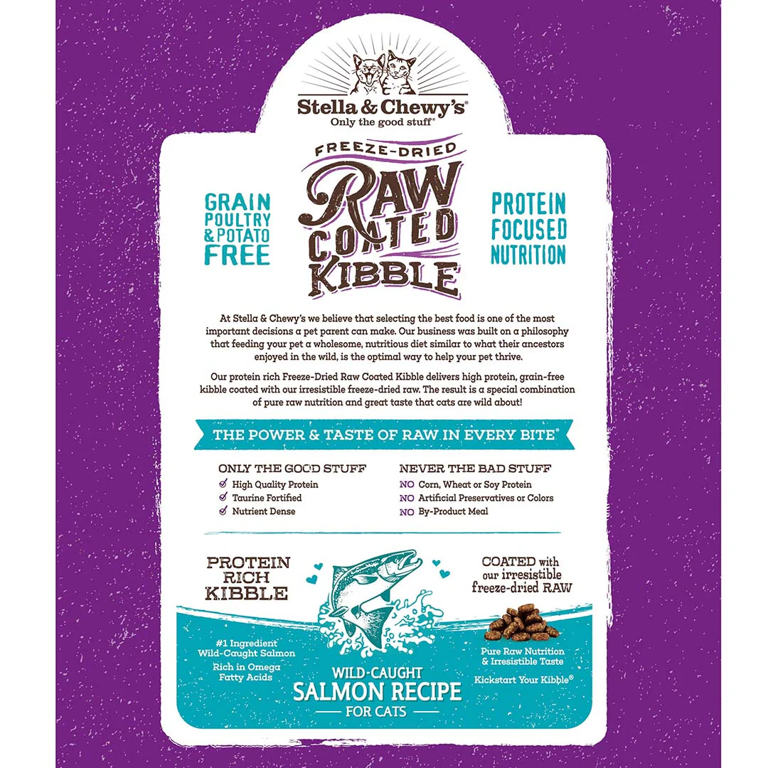 Stella & Chewy's Raw Coated Kibble Wild Caught Salmon Recipe Dry Cat Food - Image 2