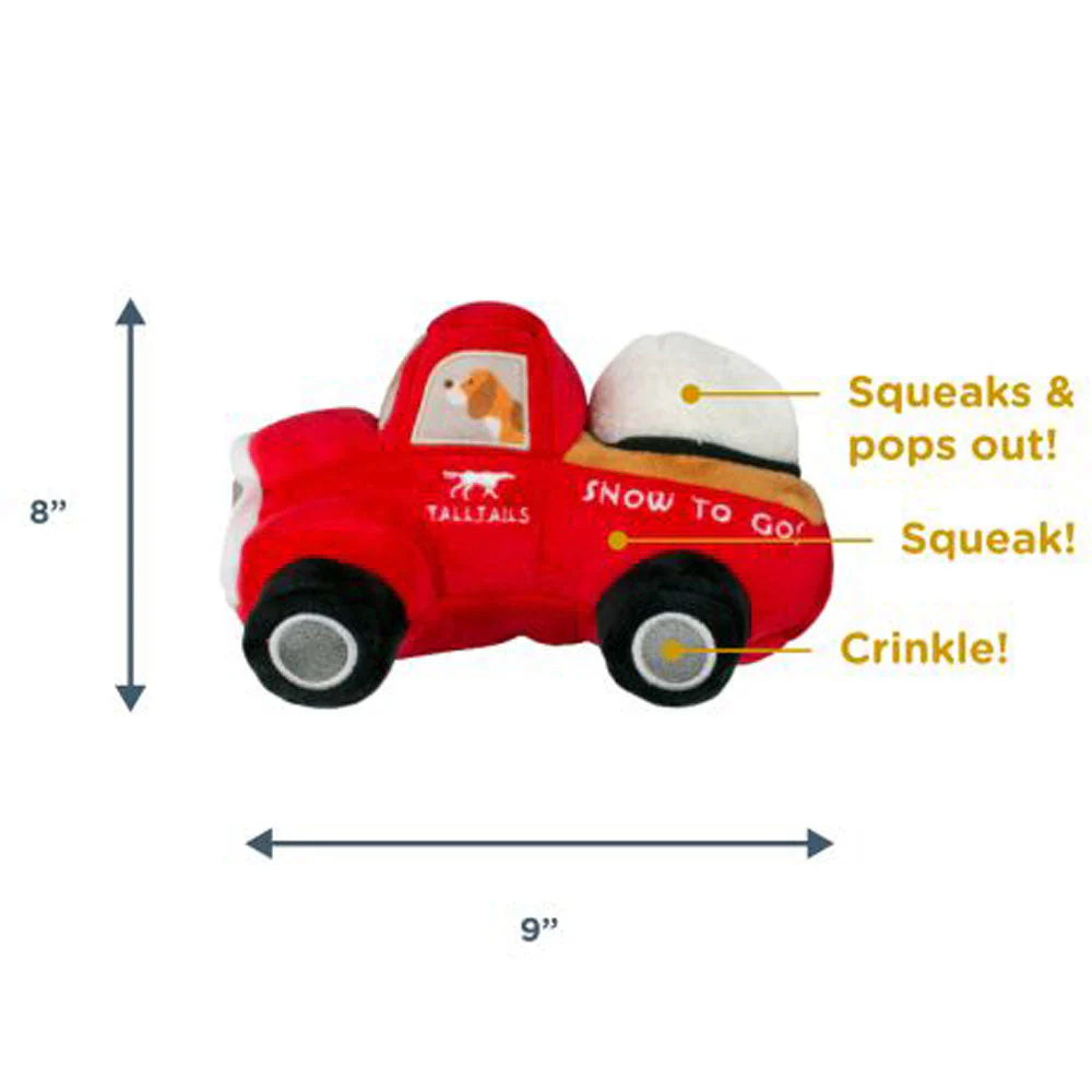 TALL TAILS Red Truck with Snowball Squeaker Dog Toy - Image 2