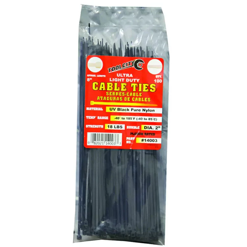 Tool City 8 in. L Black Cable Tie - Image 2