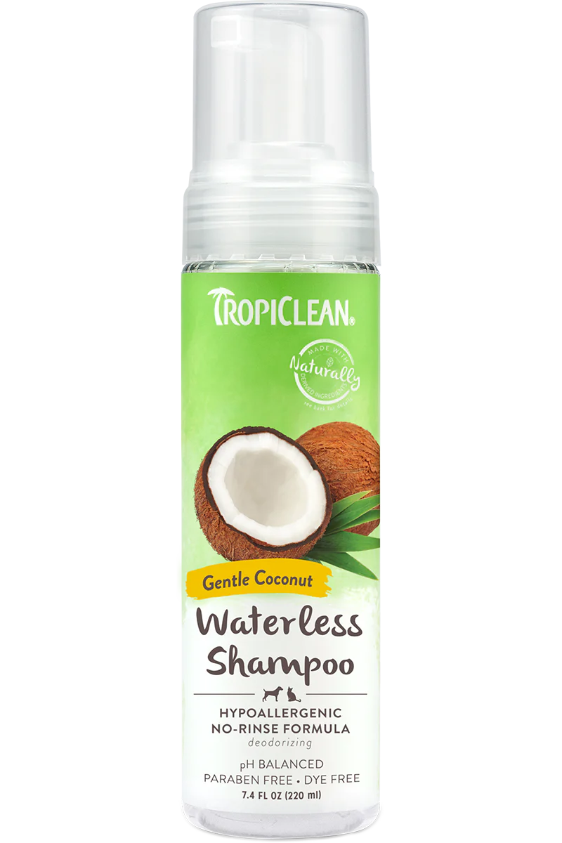 TropiClean Gentle Coconut Hypoallergenic Waterless Shampoo for Pets