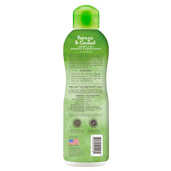 TropiClean Papaya & Coconut Luxury 2-in-1 Shampoo and Conditioner for Pets - Image 2