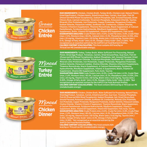 Wellness Complete Health Natural Grain Free Wet Cat Food Variety Pate Recipes Chicken & Turkey Lovers - Image 2