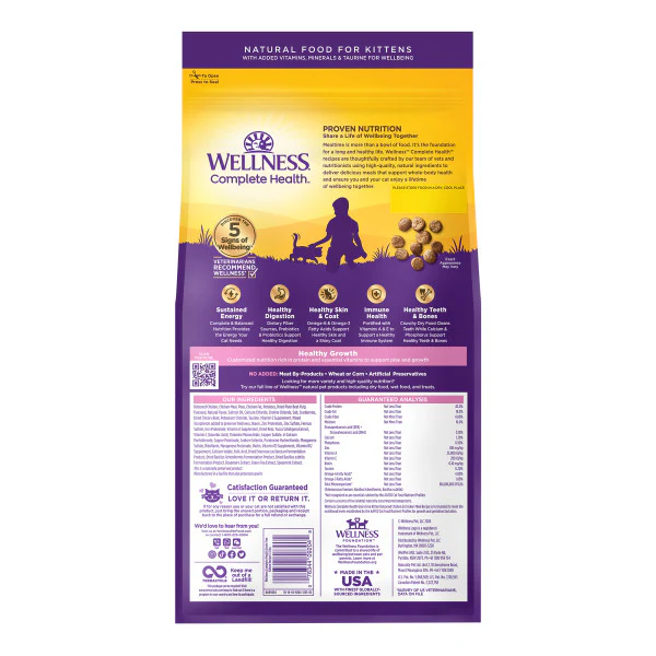 Wellness Complete Health Natural Kitten Grain Free Deboned Chicken and Chicken Meal Dry Cat Food - Image 2