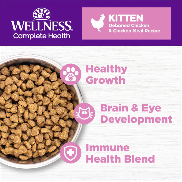 Wellness Complete Health Natural Kitten Grain Free Deboned Chicken and Chicken Meal Dry Cat Food - Image 4