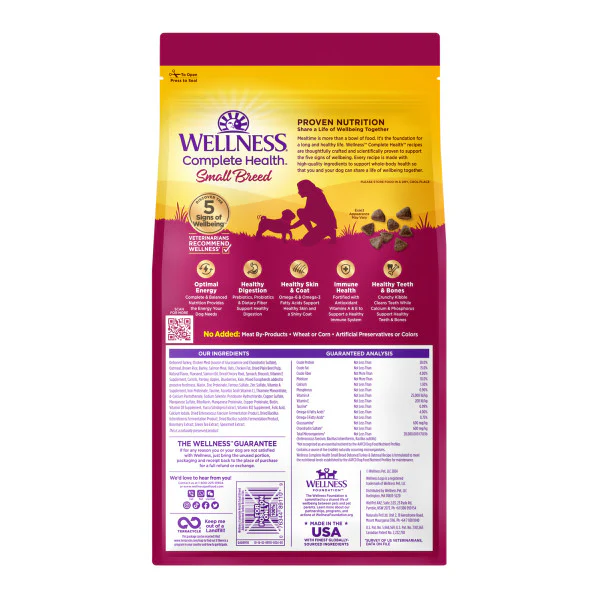 Wellness Complete Health Natural Small Breed Adult Turkey and Oatmeal Recipe Dry Dog Food - Image 2