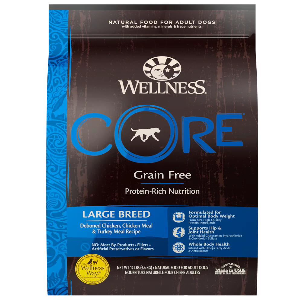 Wellness CORE Grain Free Natural Large Breed Health Chicken and Turkey Recipe Dry Dog Food
