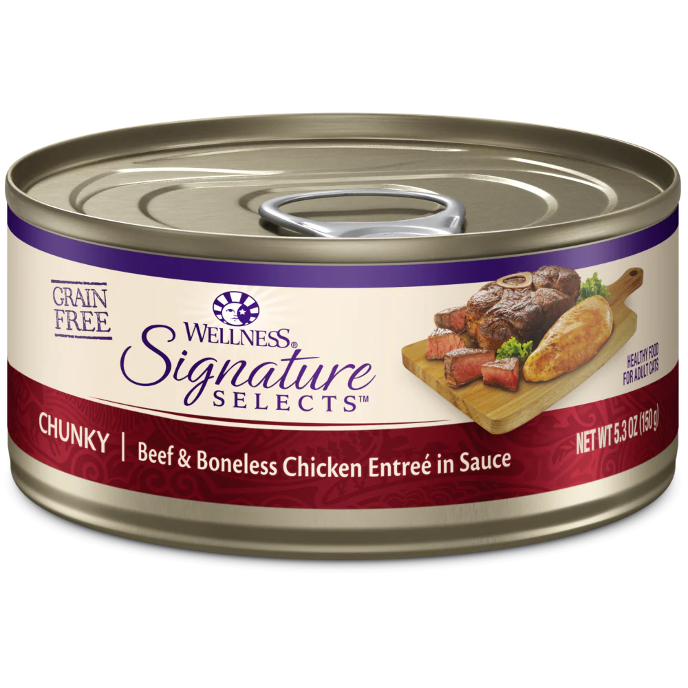 Wellness Signature Selects Grain Free Natural Beef and White Meat Chicken Entree in Sauce Wet Canned Cat Food