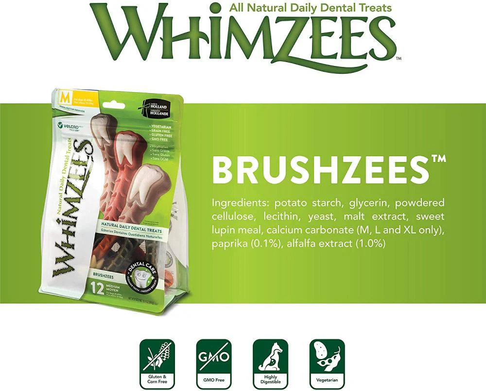 Whimzees Brushzees Natural Daily Dental Large Breed Dog Treats - Image 7